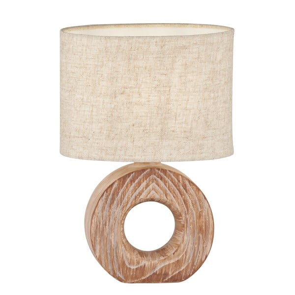 Brązowo-beżowa lampa stołowa ceramiczna z tekstylnym kloszem (wysokość 31 cm) Hanke – Fischer & Honsel