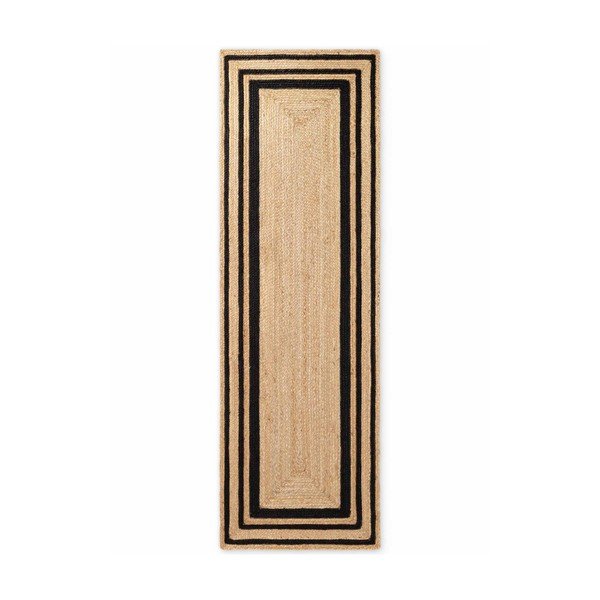 Czarny/w naturalnym kolorze chodnik z juty dwustronny/tkany ręcznie 80x250 cm Looma – Hanse Home