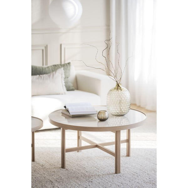 Naturalny okrągły stolik z ceramicznym blatem 90x90 cm Marsden – Rowico-image-1