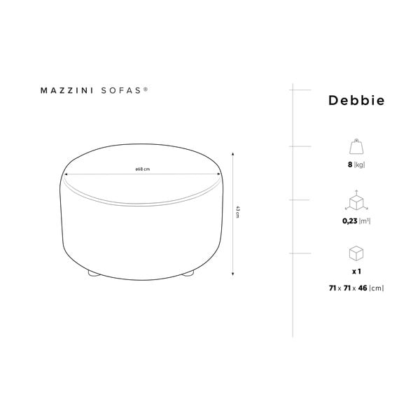 Beżowy aksamitny puf Mazzini Sofas Debbie, ø 68 cm-image-3