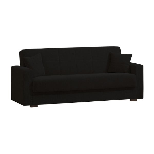 czarna trzyosobowa sofa rozkładana ze schowkiem Esidra Relax