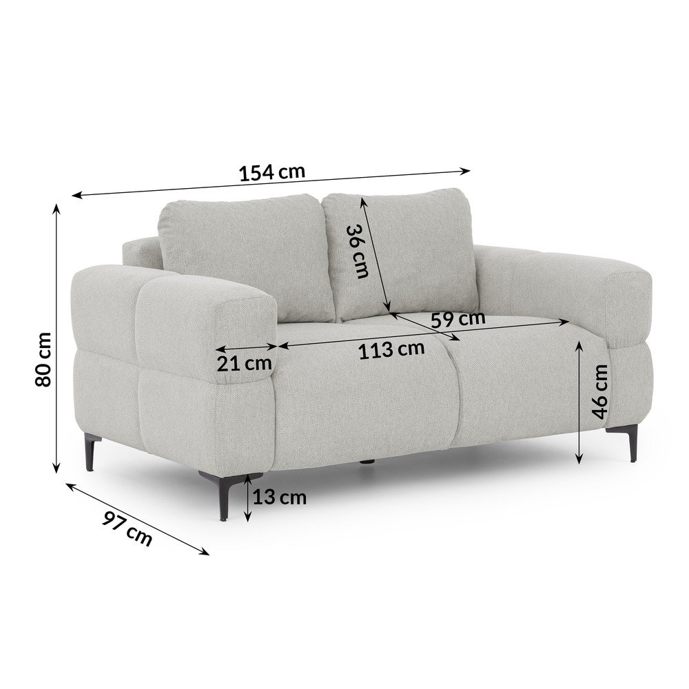 Jasnoszara sofa 154 cm Helio – Ropez (zdjęcie 3)