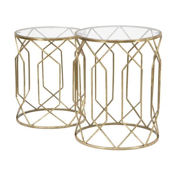 Okrągłe stoliki ze szklanym blatem zestaw 2 szt. ø 42 cm Tunisi – Mauro Ferretti-image-1