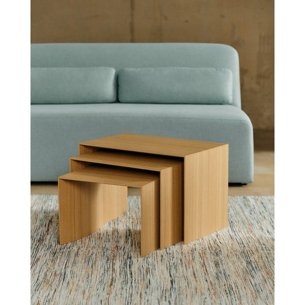 Stoliki w dekorze dębu zestaw 3 szt. 40x60 cm Litto – Kave Home-image-4