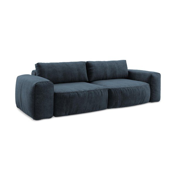 Ciemnoniebieska rozkładana sofa z tkaniny szenilowej 275 cm Kuki – Makamii-image-2