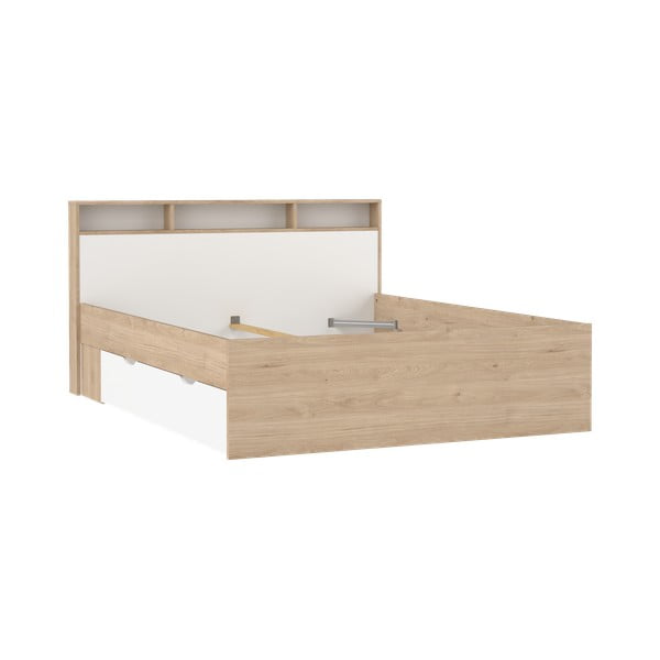 Łóżko dwuosobowe w dekorze dębu ze schowkiem bez stelaża 160x200 cm Ikast – Tvilum-image-2