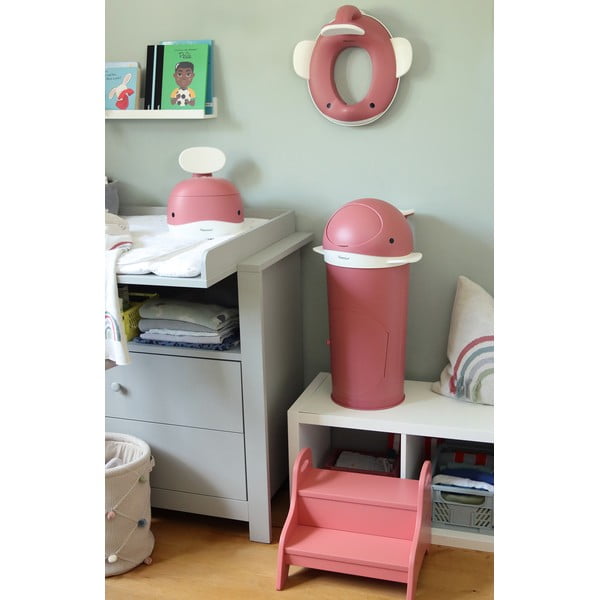 Ciemnoróżowy plastikowy kosz na pieluchy 25 l Whale – Kindsgut-image-1