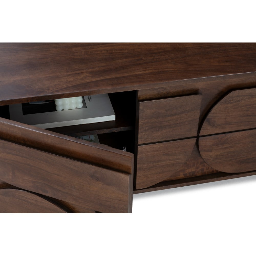Brązowa szafka pod TV z litego drewna mango 145x55x40 cm Trisha – MOME (zdjęcie 9)
