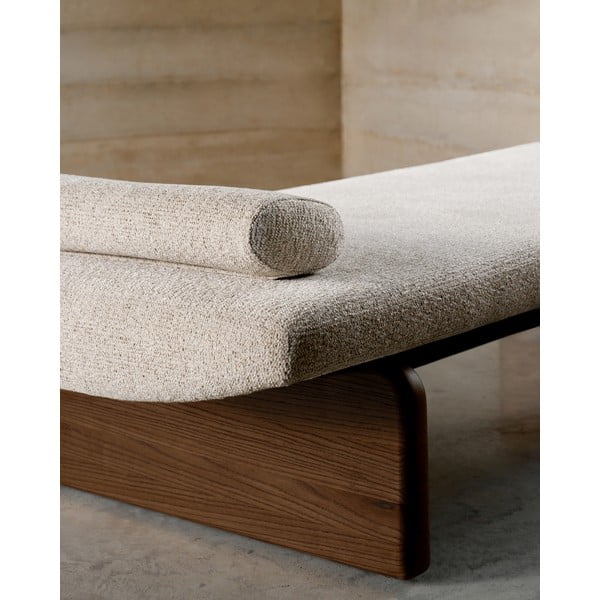 Beżowo-ciemnonaturalny szezlong z tkaniny szenilowej (strona zmienna) Topaz – Kave Home-image-4