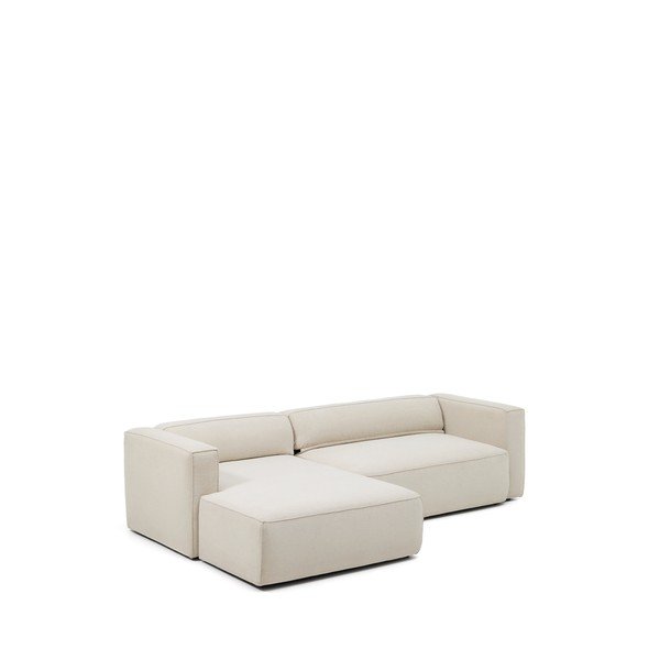 Beżowy rozkładany narożnik z tkaniny szenilowej (lewostronny/z szezlongiem) Marela – Kave Home-image-3