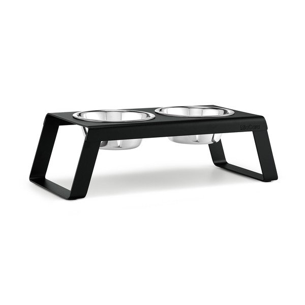 Metalowy zestaw misek dla psów ze stojakiem Desco Black M – MiaCara