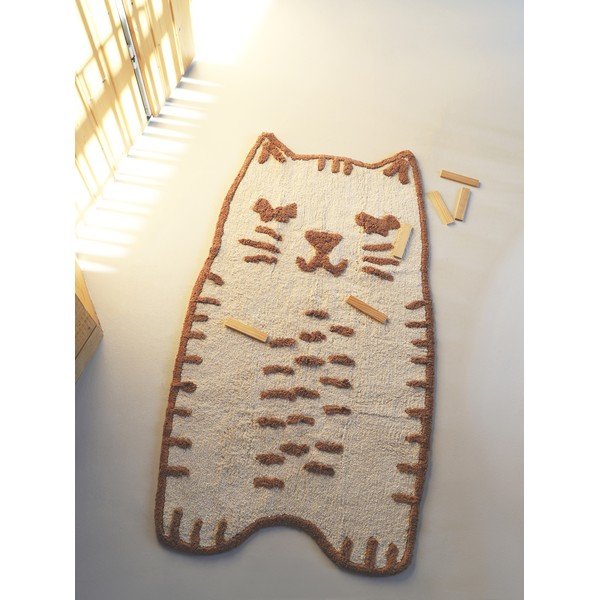 Kremowy bawełniany dywan dziecięcy tkany ręcznie odpowiedni do prania 65x120 cm Little Charlie – Nattiot-image-3