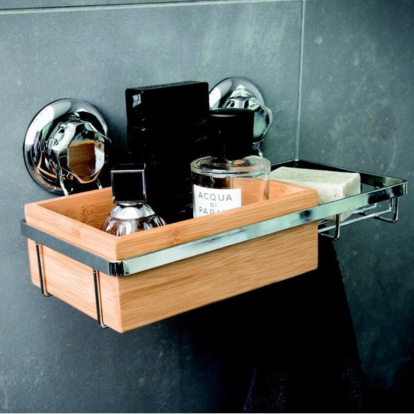 Pojemnik bambusowy z mydelniczką i przyssawkami Compactor Spa-image-2