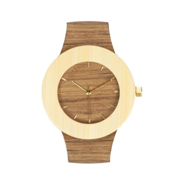 Drewniany zegarek z zaznaczonymi godzinami (kreski) Analog Watch Co. Teak & Bamboo