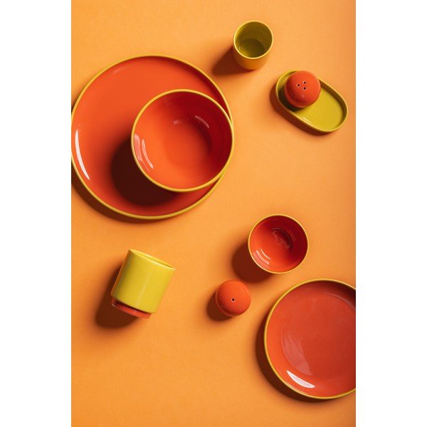 Zielony/pomarańczowy kamionkowy talerz deserowy ø 18 cm Duo – ONA-image-1