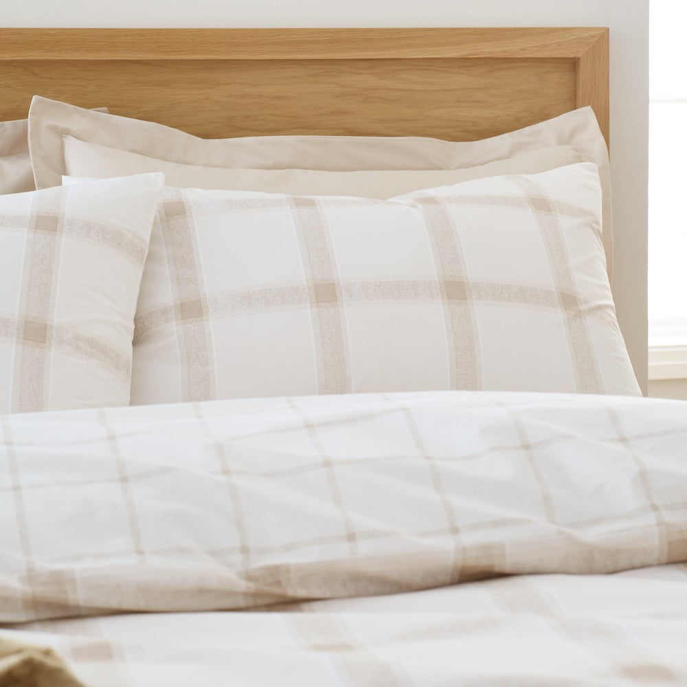 Beżowa bawełniana pościel dwuosobowa 200x200 cm Oxton Check – Bianca (zdjęcie 4)