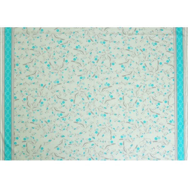 Biało-niebieska pościel dwuosobowa z satyny bawełnianej 200x220 cm Turqiouse Flowers -image-1