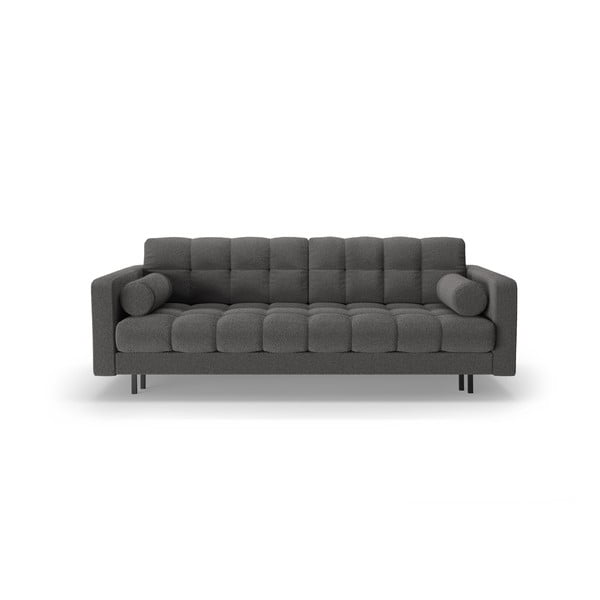Ciemnoszara rozkładana sofa ze schowkiem z materiału bouclé 222 cm Bali – Cosmopolitan Design