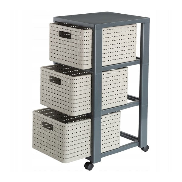 Szary plastikowy regał łazienkowy 32,5x71 cm Country – Rotho-image-2