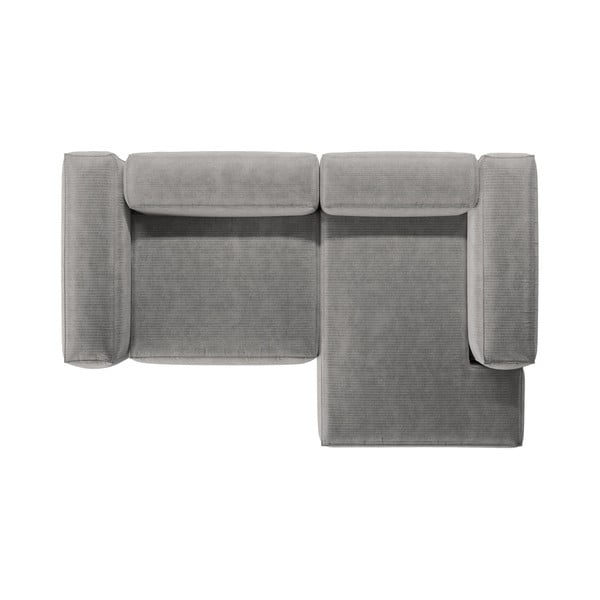 Jasnoszary sztruksowy narożnik (prawostronny/z szezlongiem) Bergamo – Cosmopolitan Design-image-3