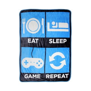 Niebieski koc plażowy Big Mouth Inc. Eat Sleep Game Repeat, 114x152 cm