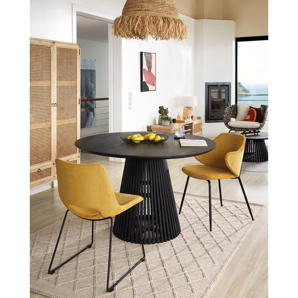 Czarny okrągły stół z litego drewna mindi ø 120 cm Jeanette – Kave Home-image-4