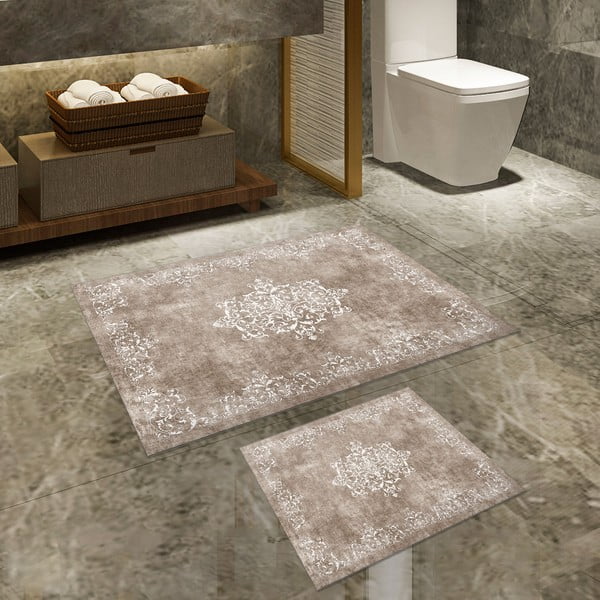 Szare/szarobrązowe dywaniki łazienkowe zestaw 2 szt. 60x100 cm – Foutastic-image-2