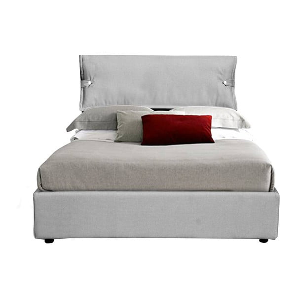 Szare łóżko jednoosobowe ze schowkiem 13Casa Feeling, 120x190 cm