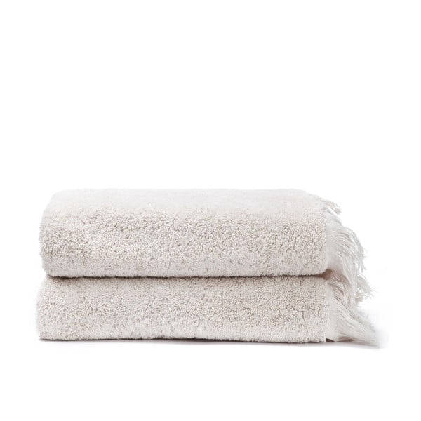 Komplet 2 kremowych ręczników bawełnianych Casa Di Bassi Face, 50x90 cm