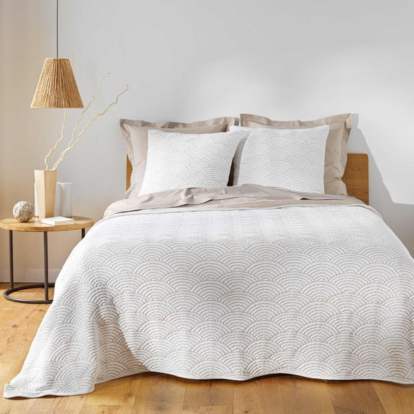 Biało-beżowy dżersejowy zestaw narzuty na łóżko i poszewki na poduszkę 240x260 cm Cassandra – douceur d'intérieur-image-1