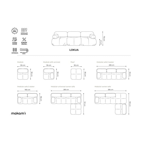 Beżowy aksamitny podnóżek modułowy Lokua – Makamii-image-4