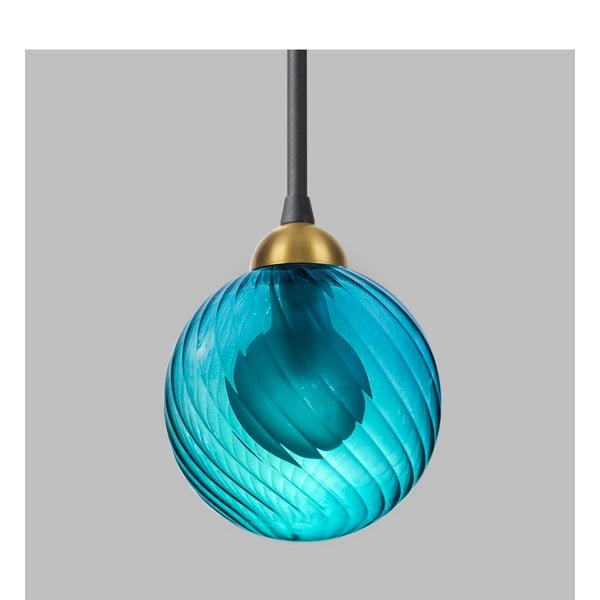 Niebieska lampa wisząca ze szklanym kloszem ø 12 cm Twister – Squid Lighting-image-3