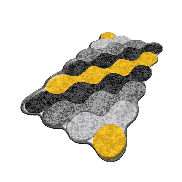 Żółto-szary dywanik łazienkowy 70x120 cm Circle – Foutastic