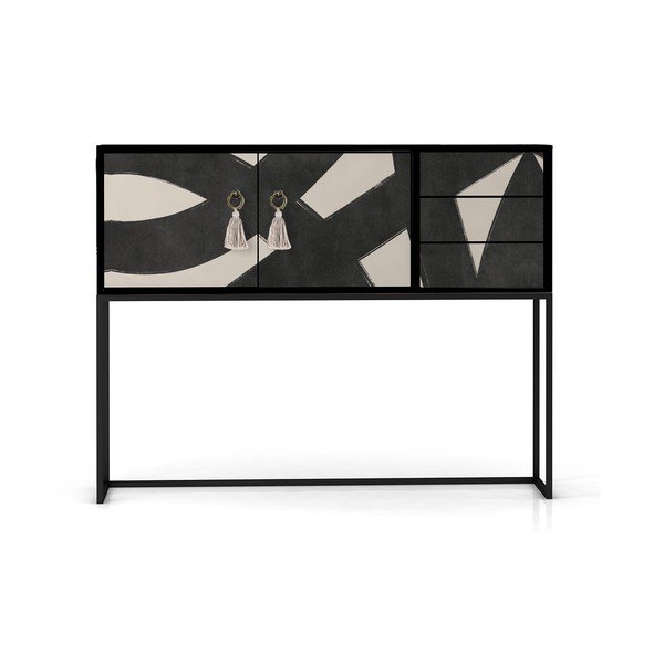 Czarno-beżowa niska komoda 113x92 cm Freya – Really Nice Things