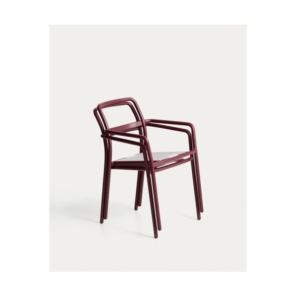 Bordowe tapicerowane krzesło ogrodowe Linosa – Kave Home-image-3