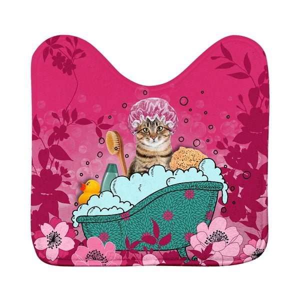 Różowy dywanik łazienkowy do WC 45x45 cm Chatibulle – douceur d'intérieur