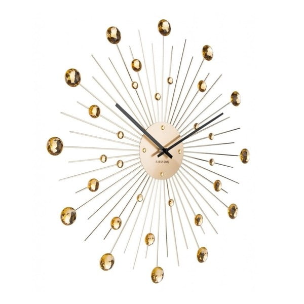 Zegar ścienny z kryształków w kolorze złota Karlsson Sunburst-image-1