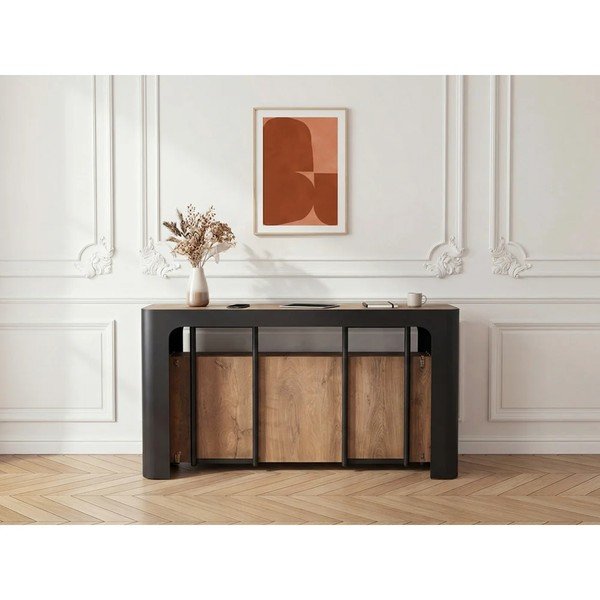 Czarna/w naturalnym kolorze konsola 50x110 cm Albane – Bobochic Paris-image-3