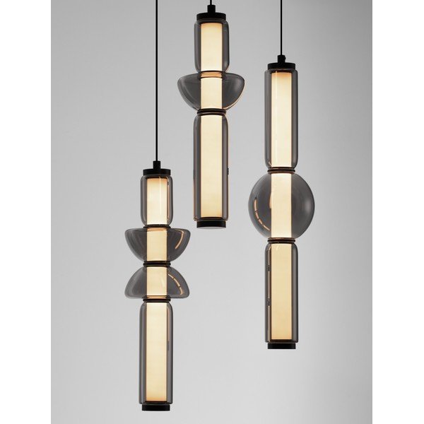 Szara szklana lampa wisząca LED ze ściemniaczem ø 38 cm Ulon – Nova Luce-image-1