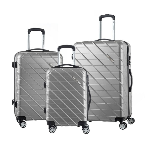 Zestaw 3 szarych walizek na kółkach Murano Americano