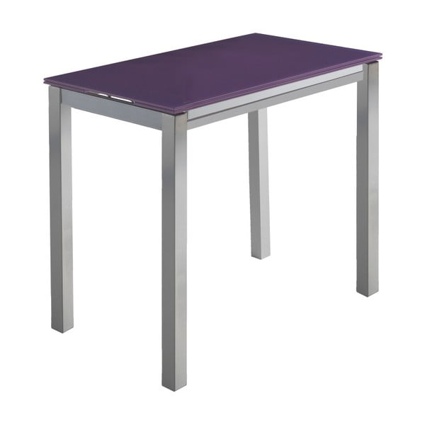 Fioletowy stół rozkładany ze szklanym blatem Pondecor Augusto, 55x95 cm