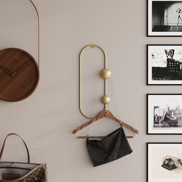 Metalowy wieszak ścienny w kolorze złota Dama – Kalune Design-image-1