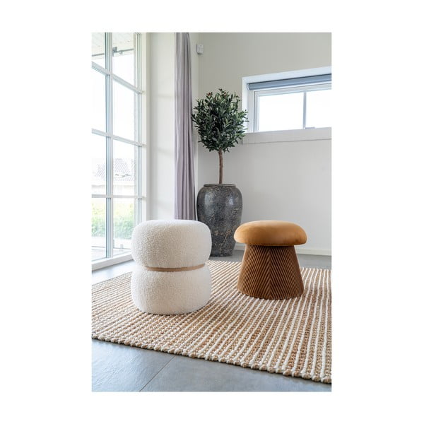 Biały puf z materiału bouclé Milford – House Nordic-image-1