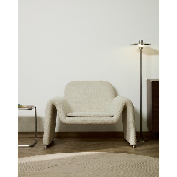 Beżowy fotel z tkaniny szenilowej Melvia – Kave Home-image-1