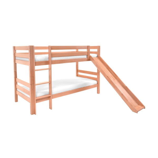 Dziecięce łóżko piętrowe z litego drewna bukowego ze zjeżdzialnią Mobi furniture Mark, 200x90 cm