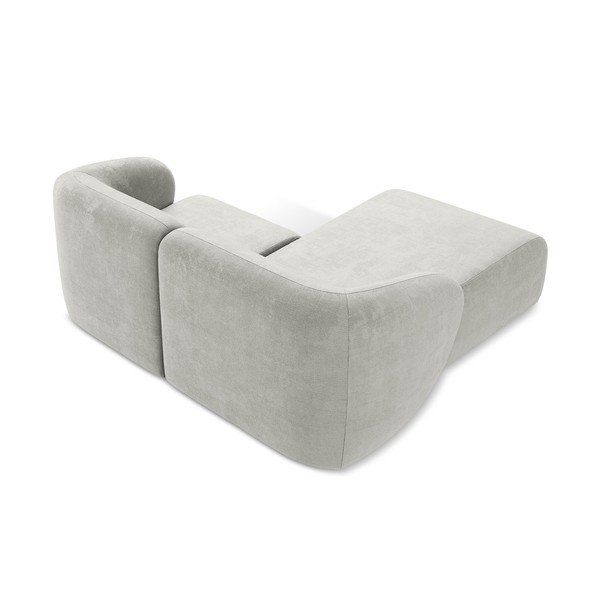 Jasnoszary narożnik z tkaniny szenilowej (lewostronny/z szezlongiem) Lani – Makamii-image-3