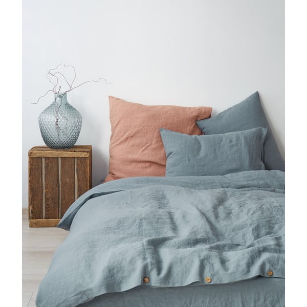 Jasnoniebieska lniana poszwa na kołdrę Linen Tales, 140x200 cm-image-1