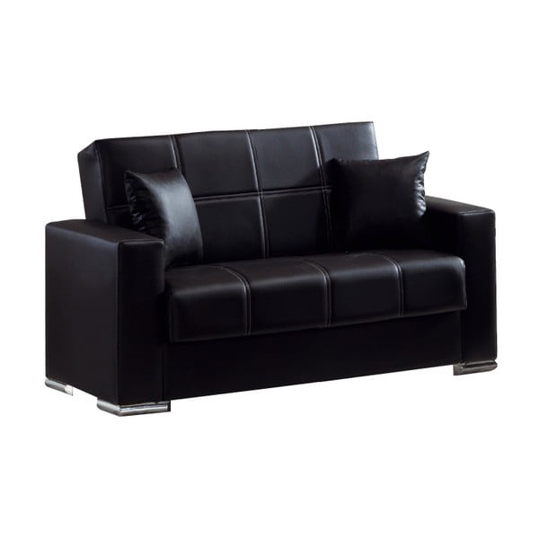 Czarna dwuosobowa sofa rozkładana ze schowkiem Esidra Soft