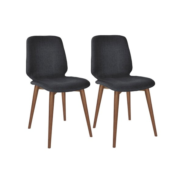 Komplet 2 czarnych krzeseł z nogami z litego drewna orzechowego WOOD AND VISION Basic