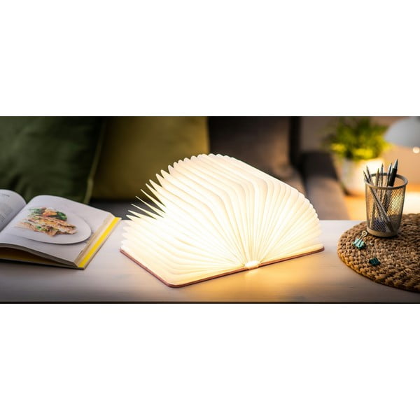 Różowa lampa stołowa LED w kształcie książki Gingko Booklight